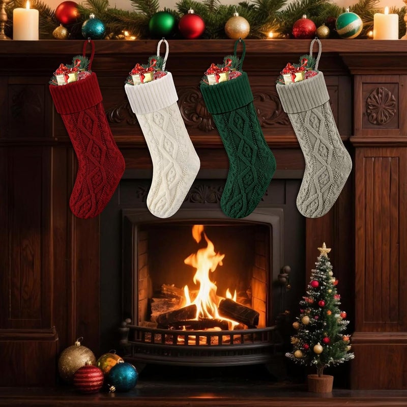 Doitory Store Christmas Stockings,Christmas Hanging Stockings Decoration Soft and Comfortable Knitted Festival Party Xmas Tree Stocking - Image 4
